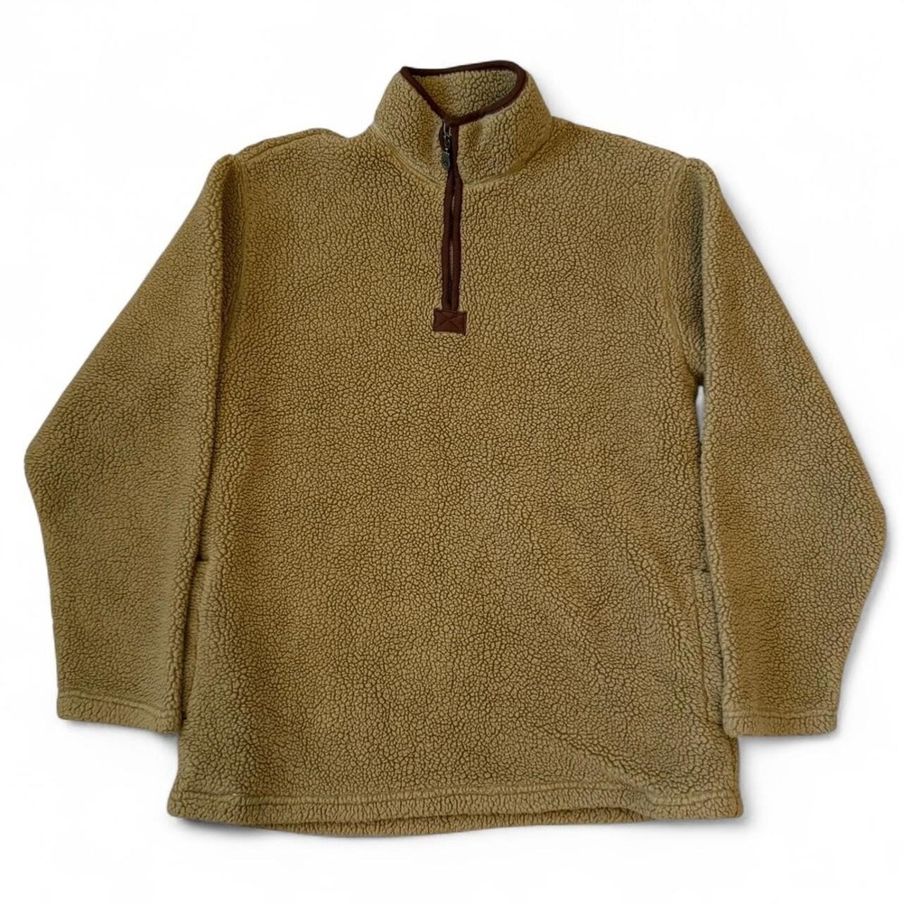 Vintage Cherokee 1/4 Zip Brown Fuzzy Fleece Sweatshirt Adult Size Large 90s Y2K